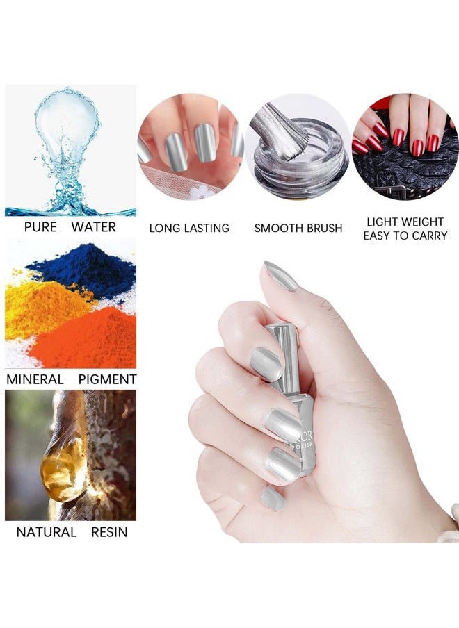 U-Shinein Mirror Silver, Platinum Glitter Shiny Style Sparkle Glitter Nail Polish for DIY or Professional Nail Art Manicure 8ml  - Image 3