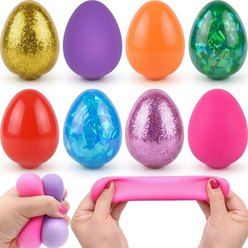 Howzcci 8 Pack Easter Eggs Stress Balls Squishy Toys Fidget Squeeze Toys for Kids Toddlers Easter Egg Hunt Fillers Easter Basket Stuffers Party Favors Gifts - Image 3