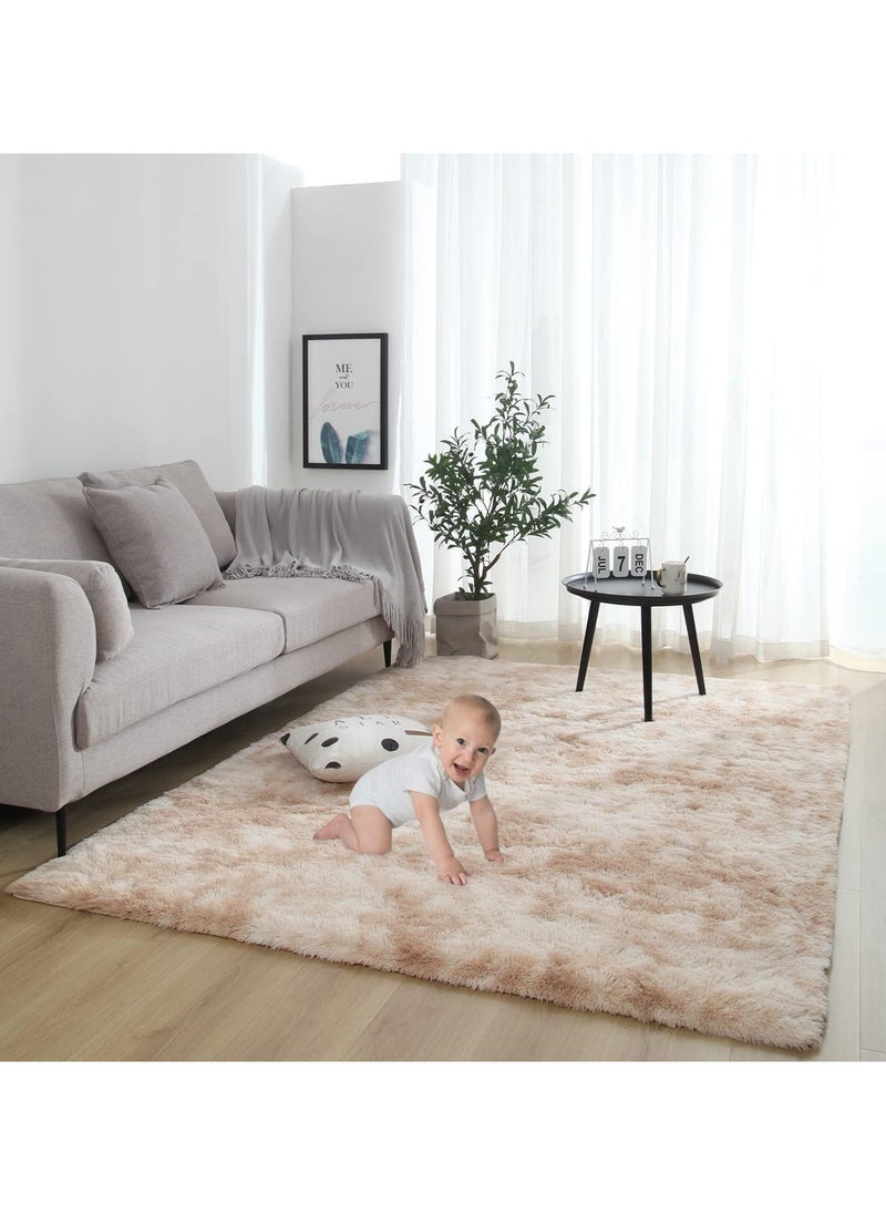 AUTOYSUR Rugs For Living Room,Soft Fluffy Area Rug Bedroom Living Room Shaggy Washable Anti-Skid Comfortable Large Rugs Indoor Modern Home Decor Floor Carpet (Beige)  - Image 2