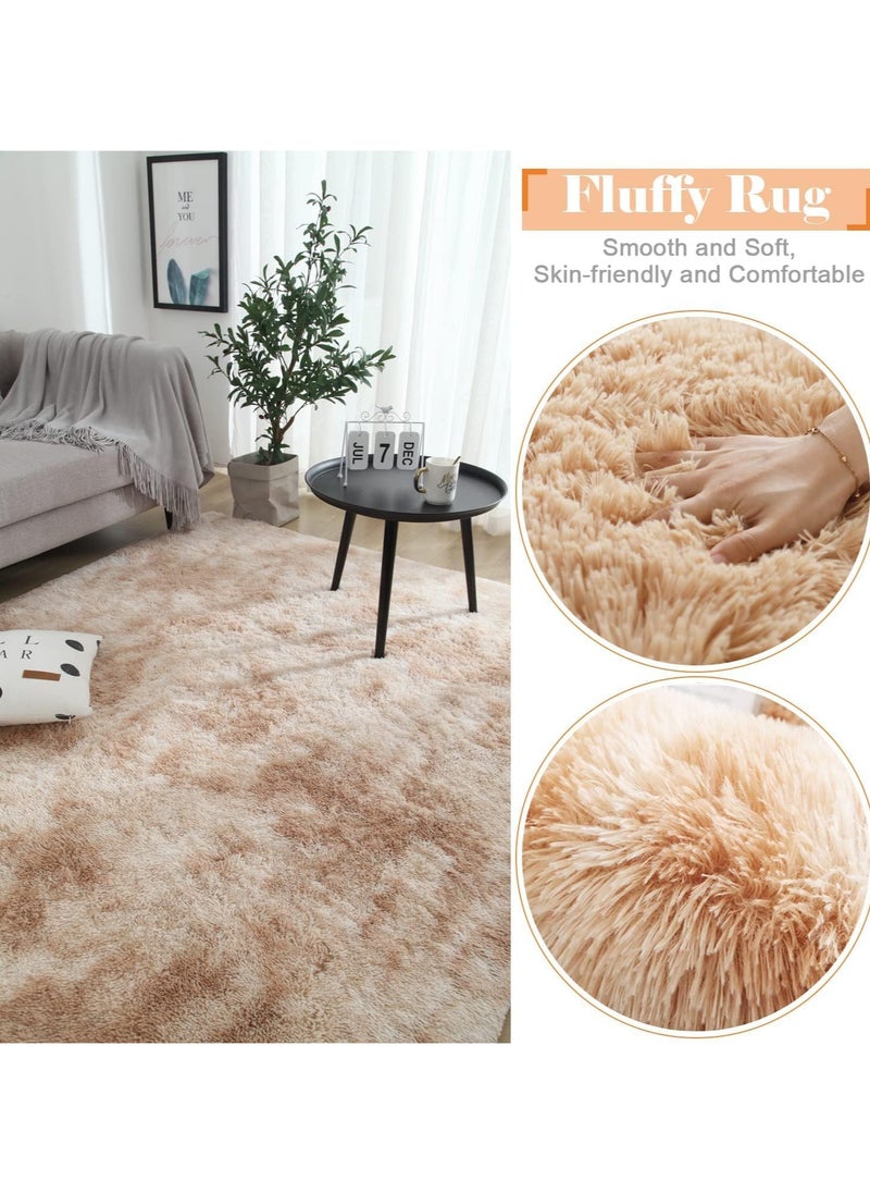 AUTOYSUR Rugs For Living Room,Soft Fluffy Area Rug Bedroom Living Room Shaggy Washable Anti-Skid Comfortable Large Rugs Indoor Modern Home Decor Floor Carpet (Beige)  - Image 3