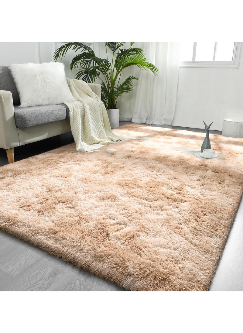 AUTOYSUR - Rugs For Living Room,Soft Fluffy Area Rug Bedroom Living Room Shaggy Washable Anti-Skid Comfortable Large Rugs Indoor Modern Home Decor Floor Carpet (Beige) - Image 1