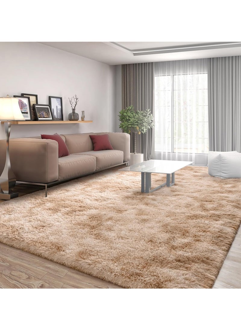 AUTOYSUR - Rugs For Living Room,Soft Fluffy Area Rug Bedroom Living Room Shaggy Washable Anti-Skid Comfortable Large Rugs Indoor Modern Home Decor Floor Carpet (Beige) - Image 1