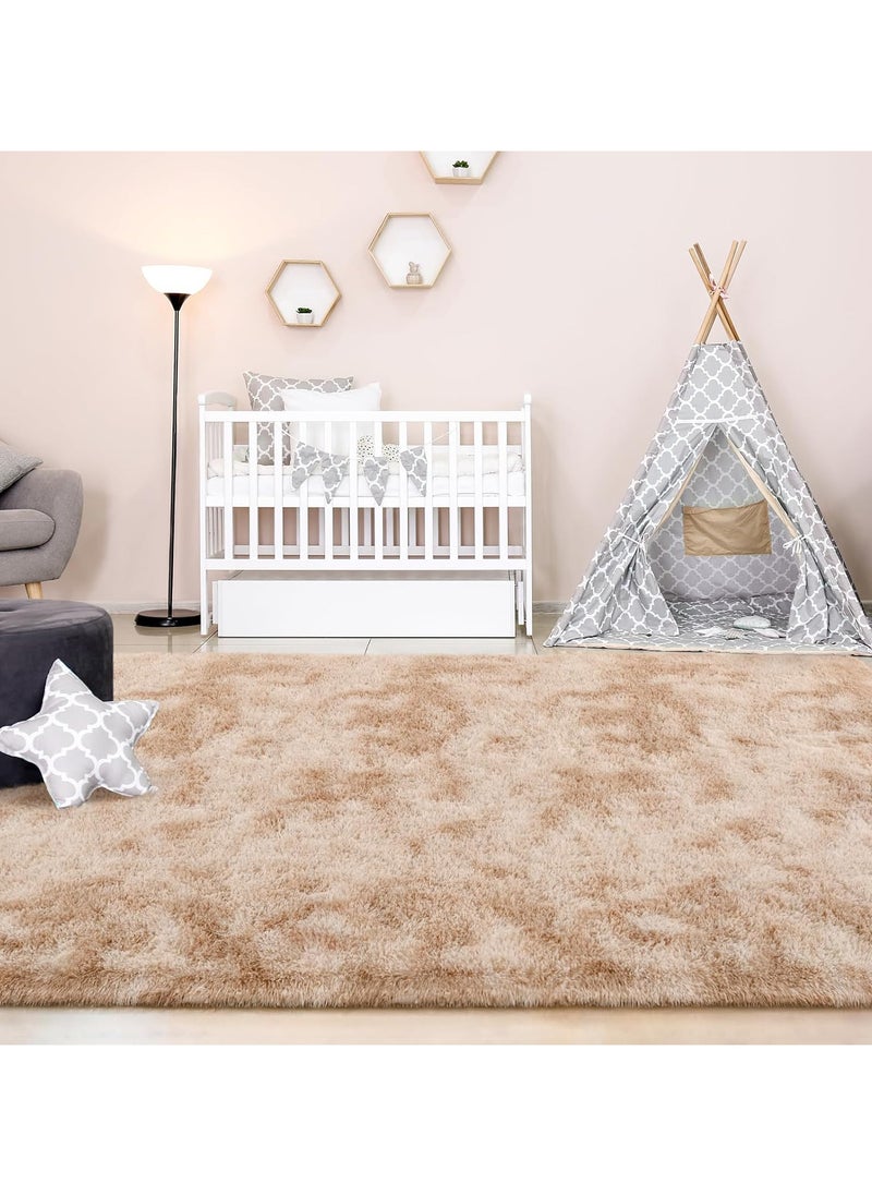 AUTOYSUR - Rugs For Living Room,Soft Fluffy Area Rug Bedroom Living Room Shaggy Washable Anti-Skid Comfortable Large Rugs Indoor Modern Home Decor Floor Carpet (Beige) - Image 1