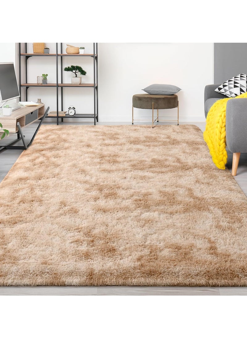 AUTOYSUR - Rugs For Living Room,Soft Fluffy Area Rug Bedroom Living Room Shaggy Washable Anti-Skid Comfortable Large Rugs Indoor Modern Home Decor Floor Carpet (Beige) - Image 1