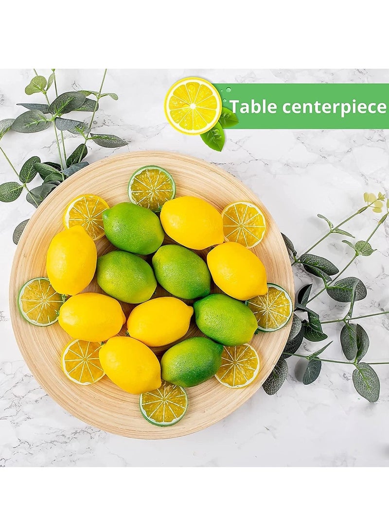 Captaintech Fake Lemons Limes and Slices Set, Decorative Faux Citrus Fruits - Artificial Decorations, for Home Kitchen Table Office, Weddings Table Centerpiece Party Lemon Tree Decor Theme, Pack of 36 - Image 2