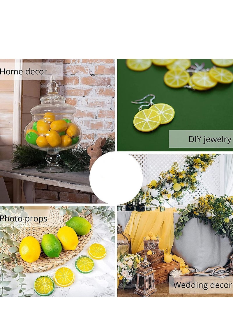 Captaintech Fake Lemons Limes and Slices Set, Decorative Faux Citrus Fruits - Artificial Decorations, for Home Kitchen Table Office, Weddings Table Centerpiece Party Lemon Tree Decor Theme, Pack of 36 - Image 5