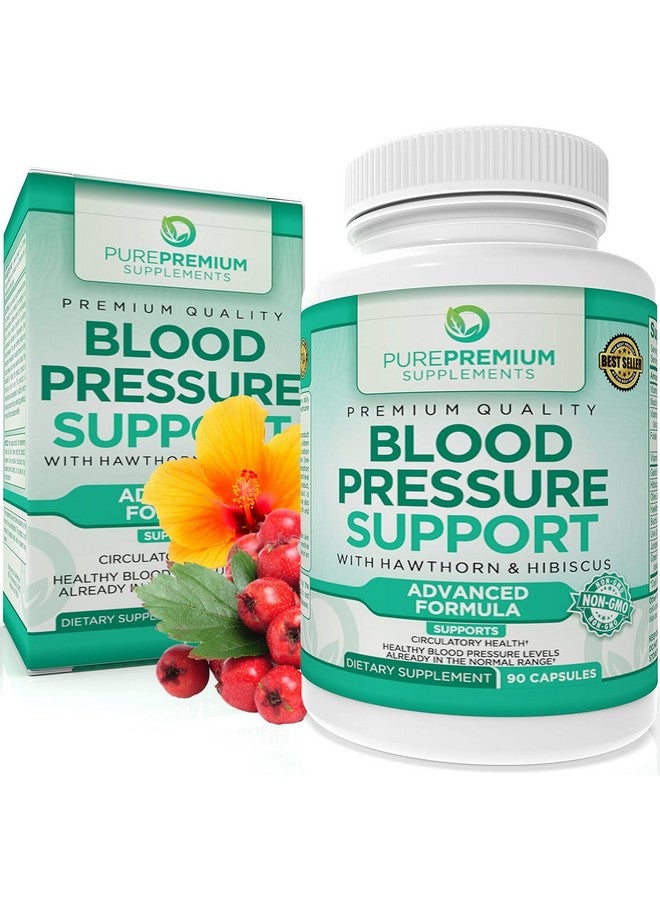 PUREPREMIUM SUPPLEMENTS مكملات ضغط الدم من بيور بريموم مع توت الزعرور والهيبسكوس - أكسيد النيتريك لدعم ضغط الدم الطبيعي مع فيتامين ب12 - مكملات الثوم لأكسيد النيتريك الطبيعي - 90 كبسولة - Image 1