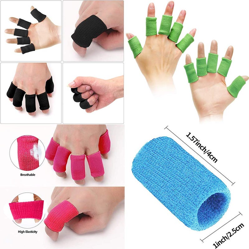 ELANE 40 PCS Finger Splint Finger Holster Thumb Brace Support Elastic Sleeves for Finger Support ,Knuckle,for gaming,sports,basketball,black,green,skyblue,rosered - Image 2