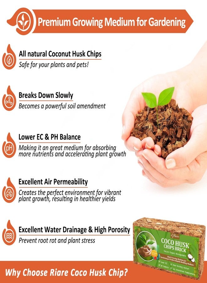Riare Coco Chips Substrate for Plants High Expansion Coconut Substrate Coco Husk Mulch for Garden Flowers, Herbs, Planting (2) - Image 3