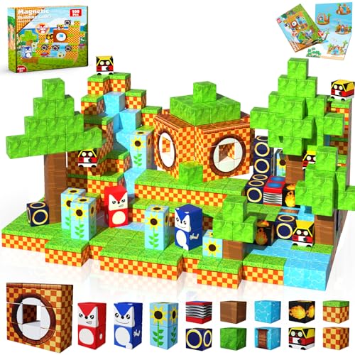 Annexfun Magnetic Blocks 100PCS Building Blocks Toys for Montessori Toddler Christmas Birthday Gifts STEM Sensory Toys for 3 4 5 6 7 8 9 10 Year Old Boys and Girls - Image 1