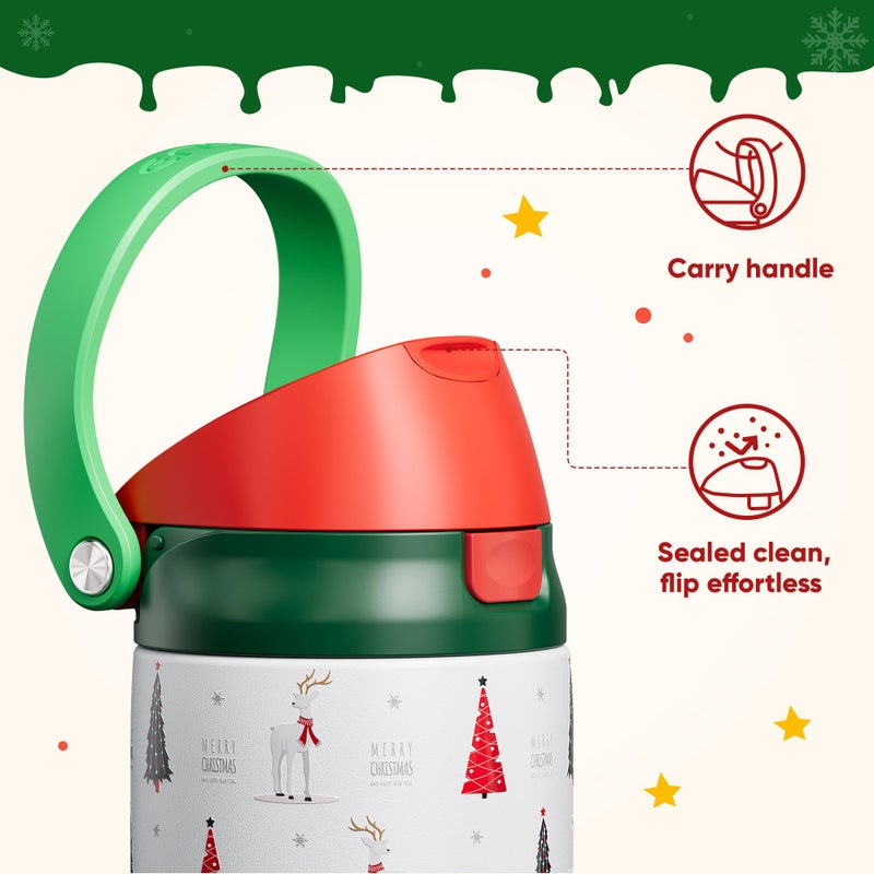 ENCOOL Christmas SwiftSip Insulated Water Bottle with Straw, Stainless Steel Water Bottle, Leak Proof BPA-Free, Keeps Cold for 24 Hours for Sports, Christmas Holiday Gifts for Women, 24oz, Nordic Noel - Image 5