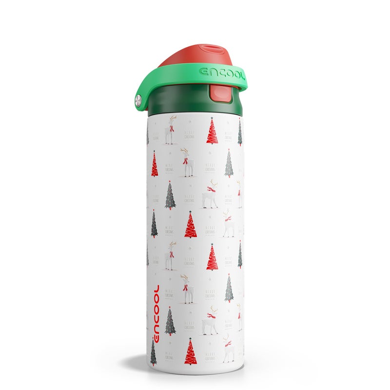 ENCOOL Christmas SwiftSip Insulated Water Bottle with Straw, Stainless Steel Water Bottle, Leak Proof BPA-Free, Keeps Cold for 24 Hours for Sports, Christmas Holiday Gifts for Women, 24oz, Nordic Noel - Image 1