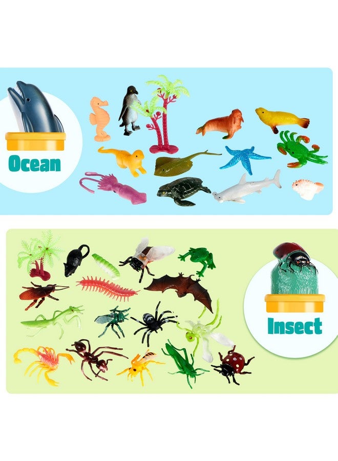 JOYIN 69 Pcs Small Animal Figures, Mini Jungle Toy Set with Sensory Bin, Realistic Wild Forest Playset, Zoo, Ocean, Farm Animals Figurines, Dinosaur Party Favors, Gifts for Boys and Girls, Kids 3-5 - Image 3