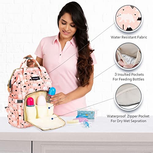 PACKNBUY Diaper Bag for Mothers for Travel, Hospital Bag for Delivery Women Spacious, Insulated Bottle Pockets, Water Resistant with Multiple Pockets to Store Newborn Baby Products (Pink) - Image 2