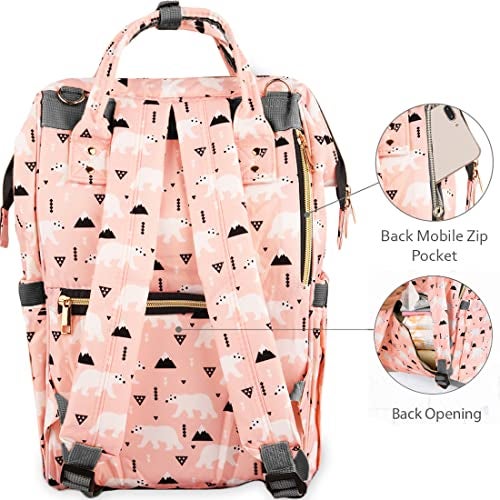 PACKNBUY Diaper Bag for Mothers for Travel, Hospital Bag for Delivery Women Spacious, Insulated Bottle Pockets, Water Resistant with Multiple Pockets to Store Newborn Baby Products (Pink) - Image 5