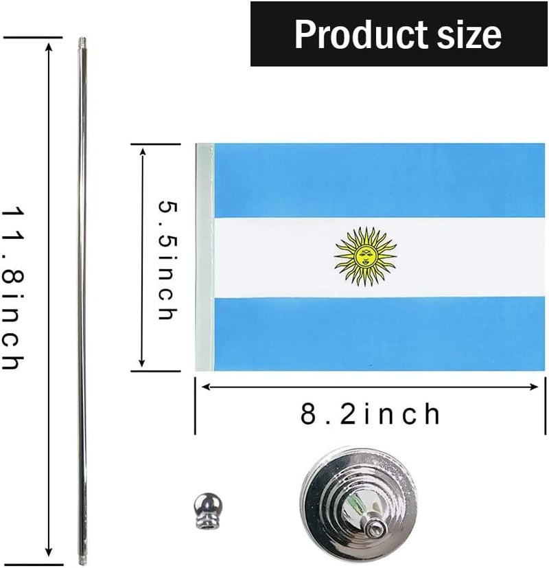 mflagperft Argentina Flag Argentine Flags, Small Mini Argentine Desk Flag, Used for Table Office Classroom Home Patriotic Events Decorations - Image 2