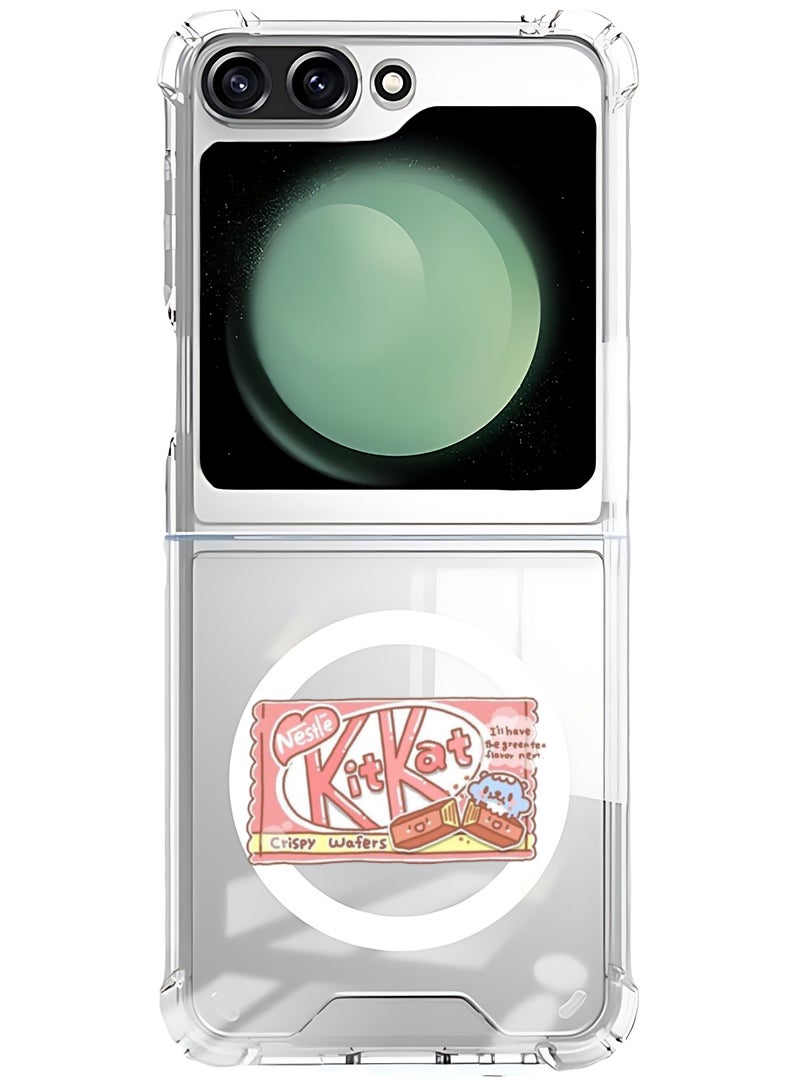 Theodor Magnetic Case for Samsung Galaxy Z Flip 5 Compatible with MagSafe Wireless Charging, Shockproof Phone Bumper Cover KitKat - Image 1