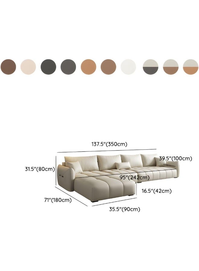 Zayn comforts Modern Faux Leather 4-Piece L-Shape Tufted Sectional Sofa Set (Cream, Right) - Image 2