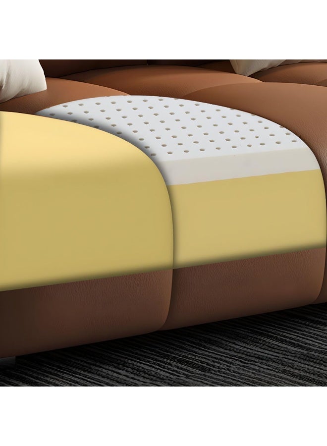 Zayn comforts Modern Faux Leather 4-Piece L-Shape Tufted Sectional Sofa Set (Cream, Right) - Image 4