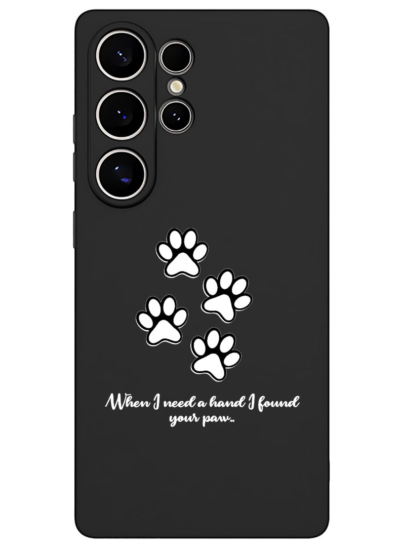 Theodor Protective Slim Fit Case Liquid Silicone Cover with Full Body Protection Anti-Scratch Shockproof Case For Samsung Galaxy S25 Ultra (Black) - paw print - White - Image 1