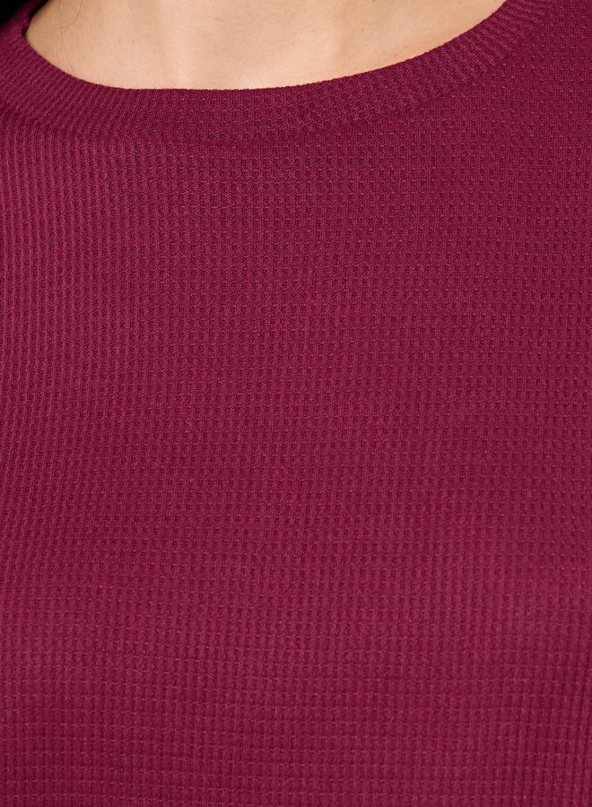 Styli Waffle Knit Lettuce Hem Drop Shoulder T-Shirt and Pyjama Set - Image 3