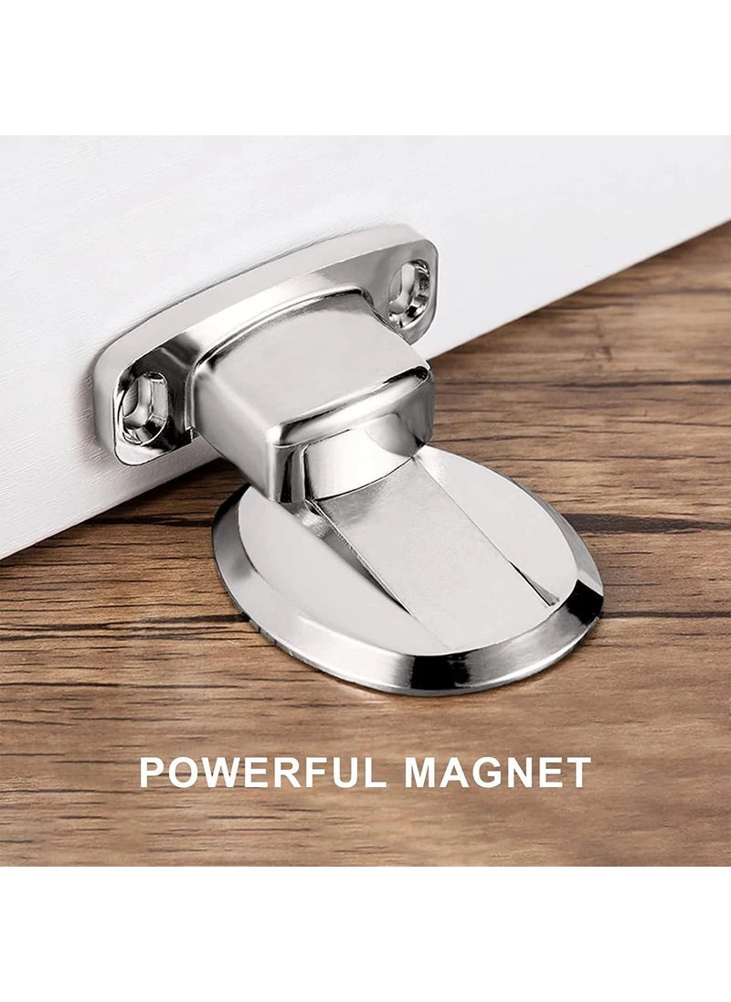 LISHER LISHER Magnetic Door Stopper Floor Door Stopper Magnetic Heavy Duty Door Holder to Keep Doors Open with 3M Self Adhesive and Hidden Screw Mount 1pcs Silver  - Image 4