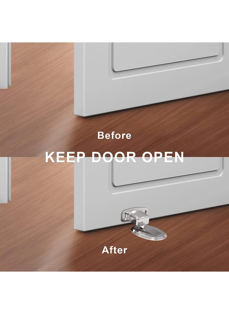 LISHER LISHER Magnetic Door Stopper Floor Door Stopper Magnetic Heavy Duty Door Holder to Keep Doors Open with 3M Self Adhesive and Hidden Screw Mount 1pcs Silver  - Image 2