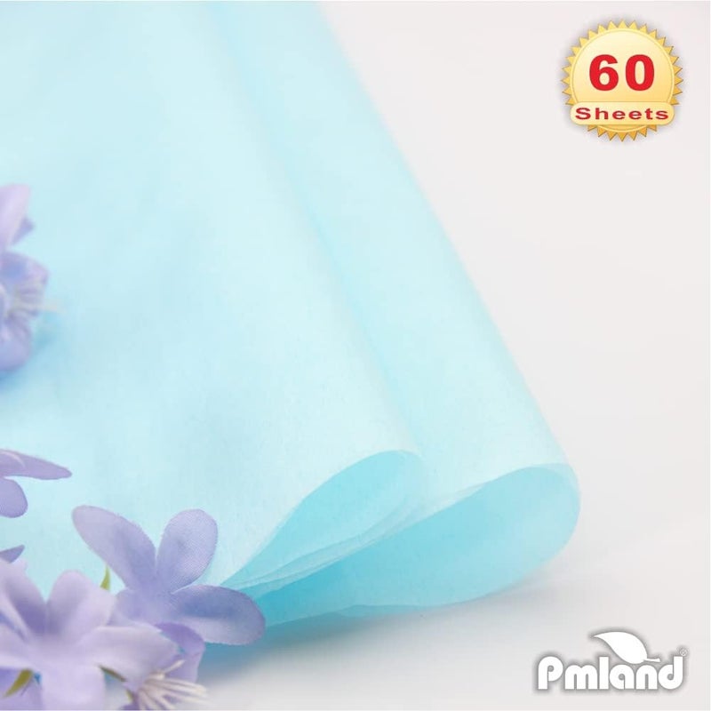 PMLAND Gift Wrapping Tissue Paper - Light Blue Color - 20 Inches x 26 Inches 60 Sheets - Image 2