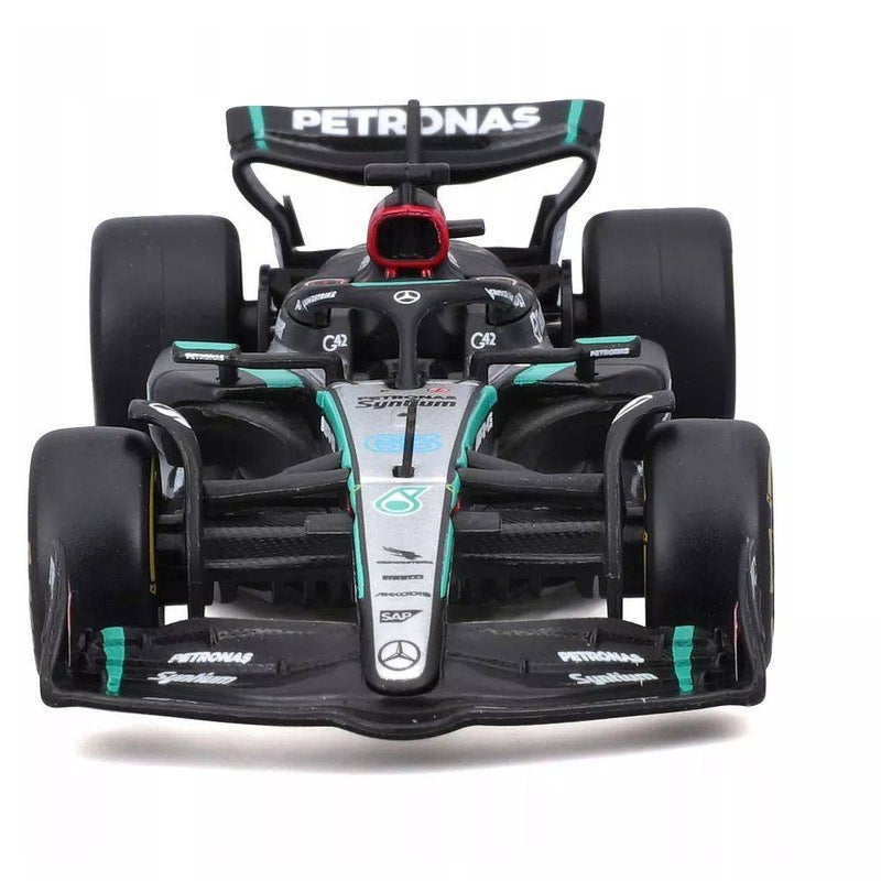 Bburago سيارة ببراغو سباق F1 2024 مرسيدس- AMG بتروناس F1 W15 #63 جورج راسل مصنوعة من الصب (1:43، أسود) - Image 2
