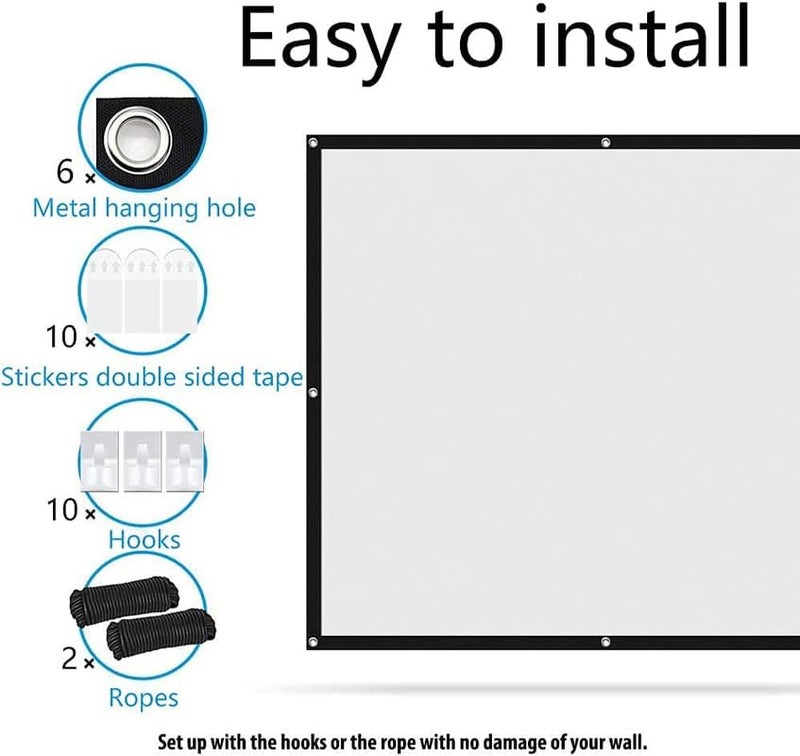 Spline ® 138 inch Projector Screen,4K 16:9 Portable Eyelet Premium Video Foldable Projection for HD Home Theater Cinema Anti-Crease Indoor Outdoor Office Classroom (305 cm (W) x 172 cm (H)) - Image 2