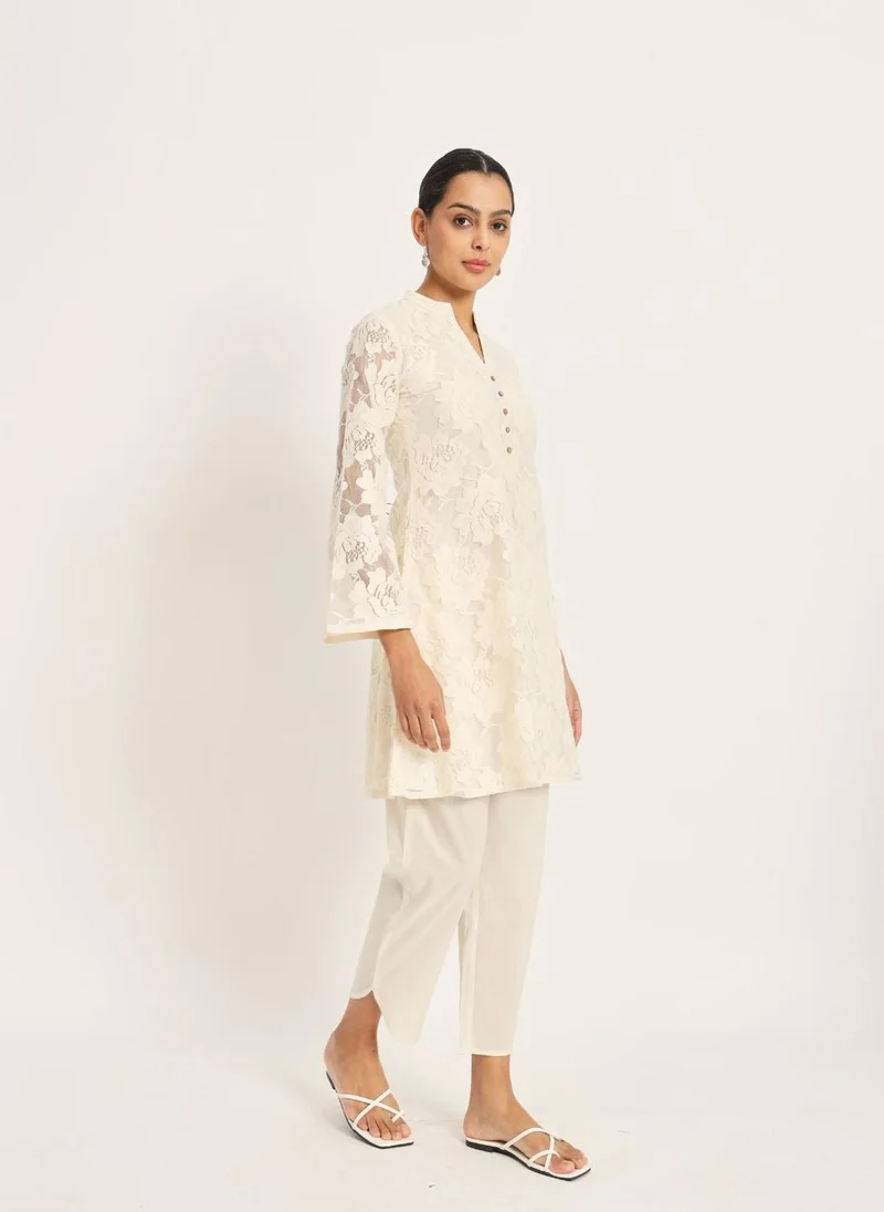 ZERESOUQ Etcetra Off-White Cotton Straight Co-Ord Set