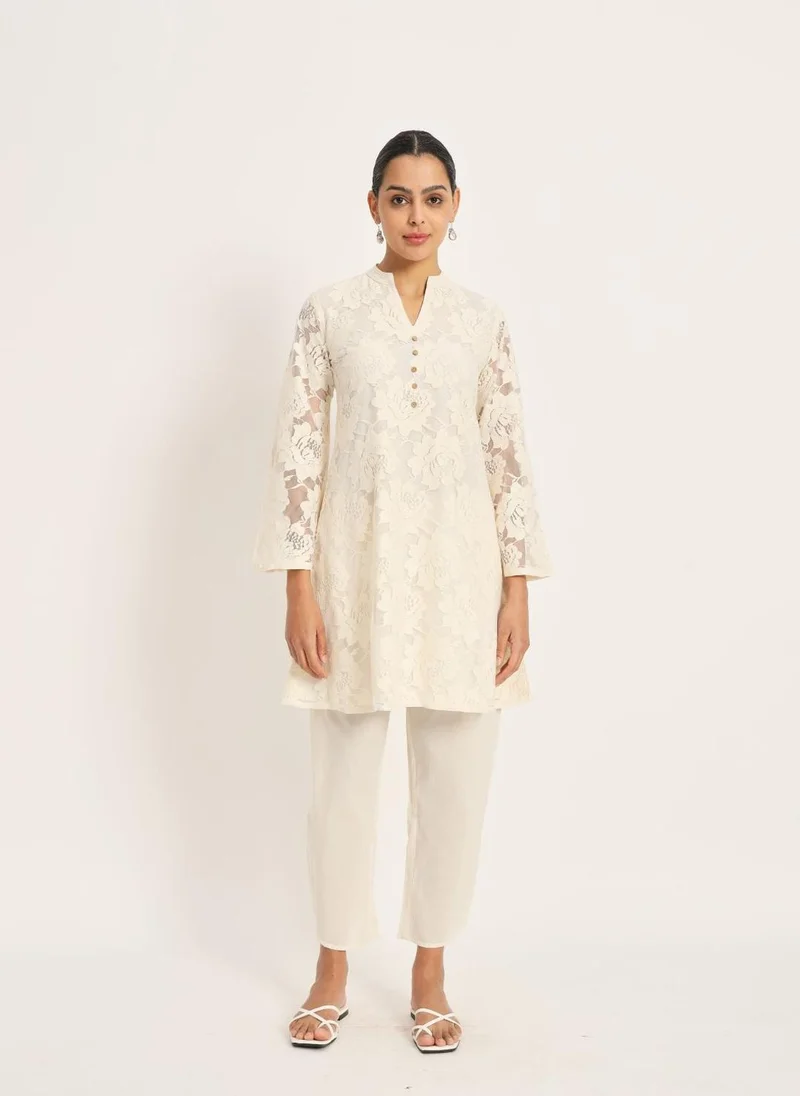 ZERESOUQ Etcetra Off-White Cotton Straight Co-Ord Set