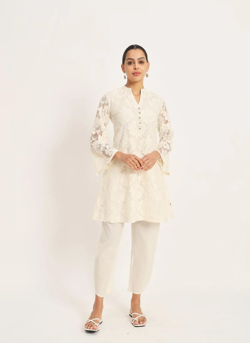 ZERESOUQ Etcetra Off-White Cotton Straight Co-Ord Set