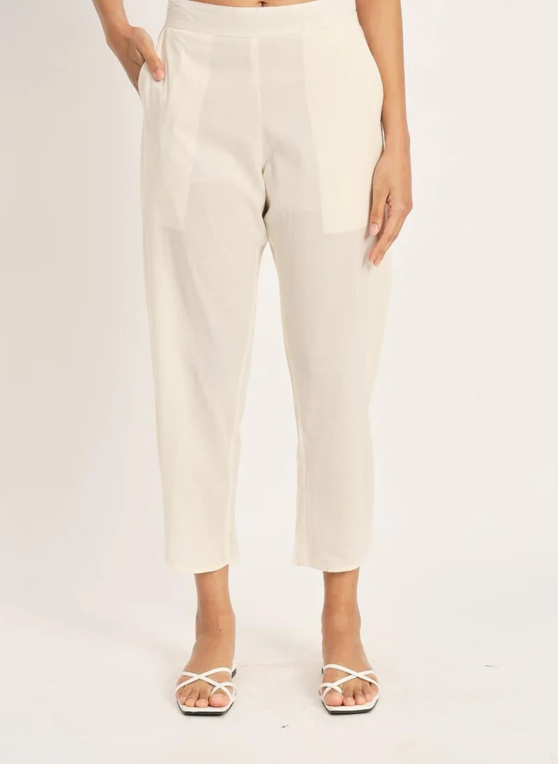 ZERESOUQ Etcetra Off-White Cotton Straight Co-Ord Set