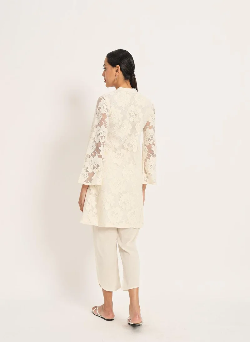ZERESOUQ Etcetra Off-White Cotton Straight Co-Ord Set