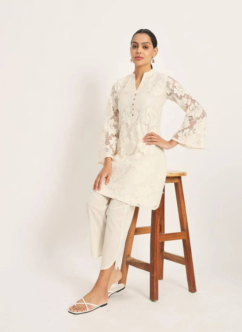 ZERESOUQ Etcetra Off-White Cotton Straight Co-Ord Set