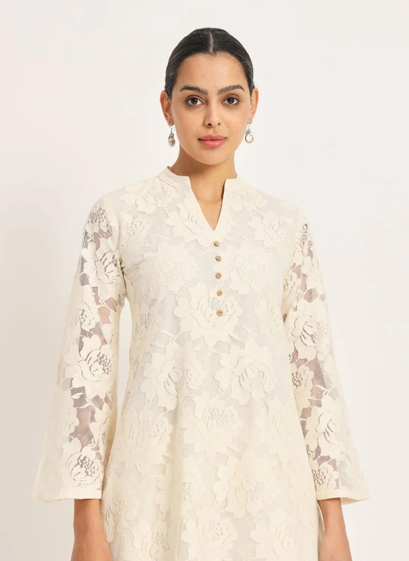 ZERESOUQ Etcetra Off-White Cotton Straight Co-Ord Set