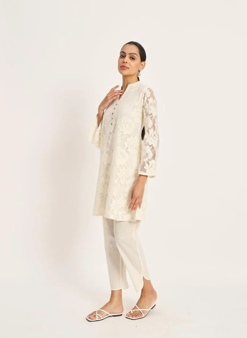 ZERESOUQ Etcetra Off-White Cotton Straight Co-Ord Set
