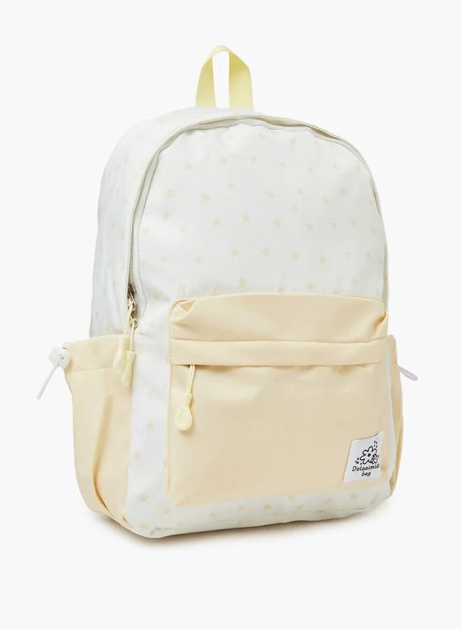 Styli Girls Yellow Star Print Casual Backpack