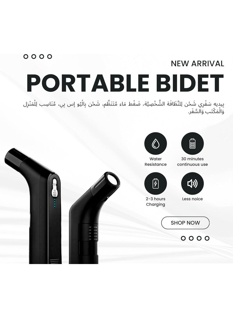 دي إل سي  شطاف سفر محمول – قابل للشحن USB، خرطوم 120 سم، مقاوم للماء IPX6، جهاز تنظيف شخصي مدمج مع حقيبة تخزين - Image 3
