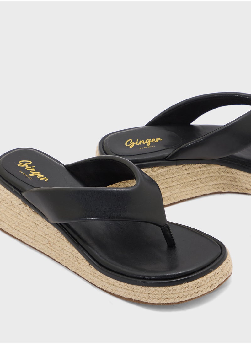 Ginger Thong Detail Mid Wedge Sandal  - Image 4