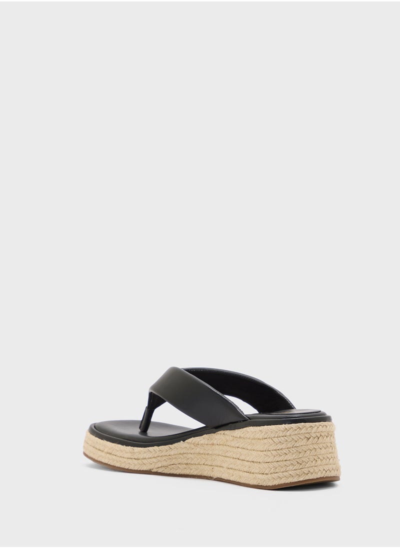 Ginger Thong Detail Mid Wedge Sandal  - Image 3