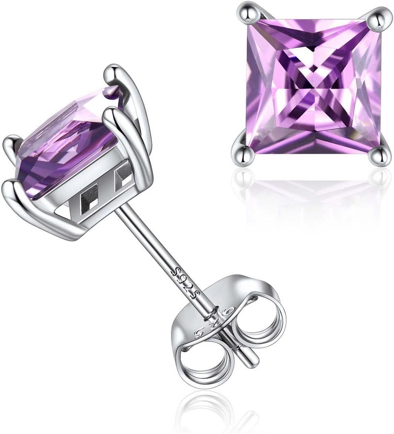ChicSilver 925 Sterling Silver Earrings Sparkling Heart/Round/Princess Cut Birthstone Earrings for Women Birthday Jewelry with Gift Box - Image 1