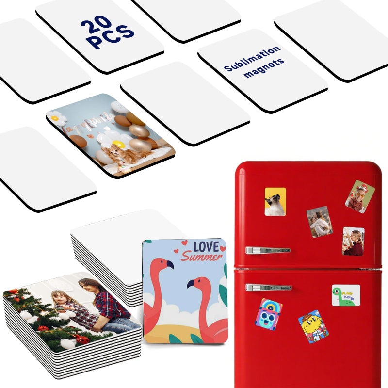 UJL 20Pcs Sublimation Refrigerator Magnet Personalized Square Fridge Magnet for DIY Craft Gifts Sublimation Magnets Blanks Bulk Products for Home Kitchen Refrigerator Microwave Oven - Image 1