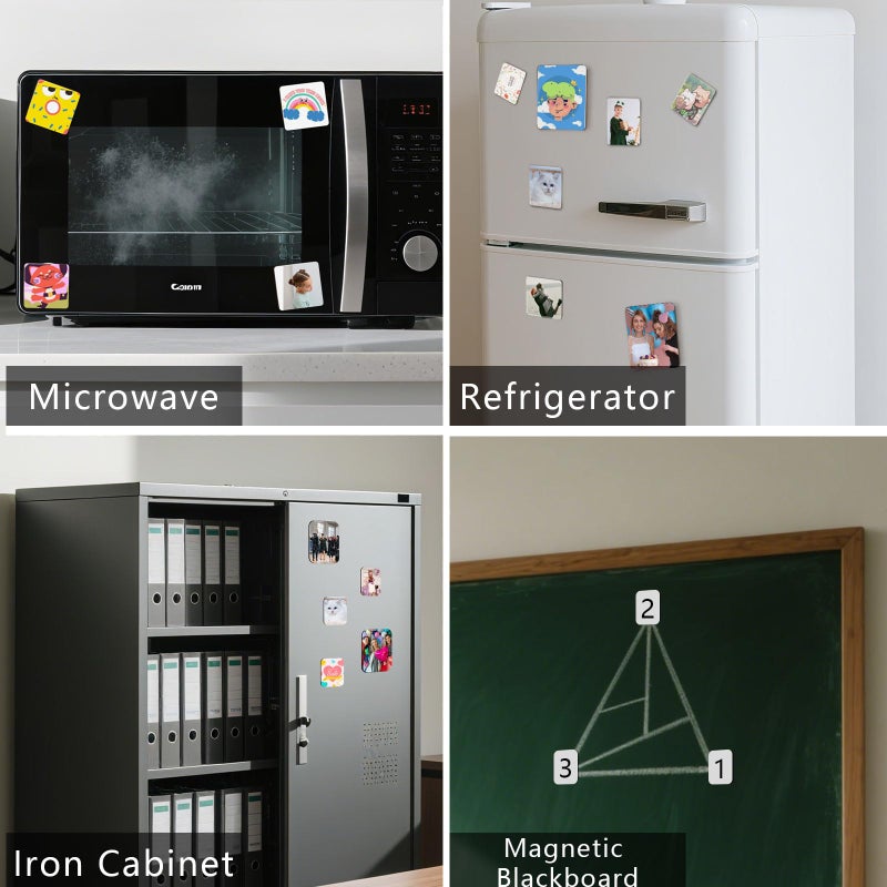 UJL 20Pcs Sublimation Refrigerator Magnet Personalized Square Fridge Magnet for DIY Craft Gifts Sublimation Magnets Blanks Bulk Products for Home Kitchen Refrigerator Microwave Oven - Image 5