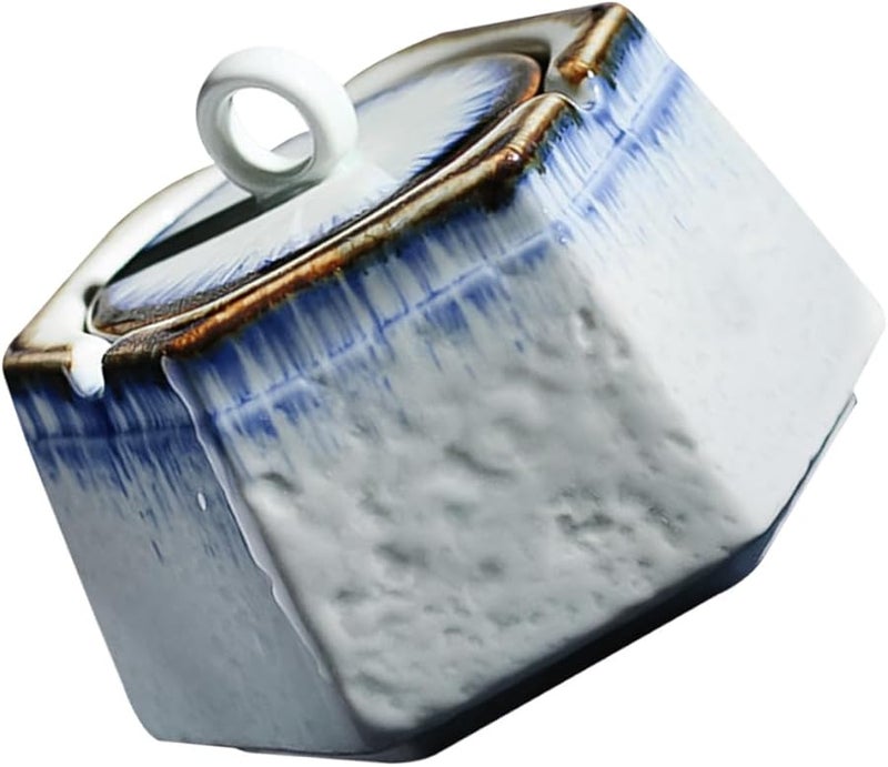 Heat Resistant Ceramic Ashtray with Lid Windproof Indoor Outdoor Use Storage Tray - Image 2