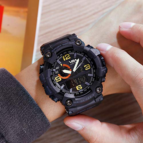 V2A Resin Cammando Midnight Black Dial Analog Digital Sport Watches For Men And Boys, Black Band - Image 4