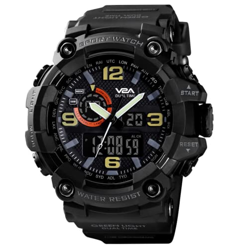 V2A Resin Cammando Midnight Black Dial Analog Digital Sport Watches For Men And Boys, Black Band - Image 1