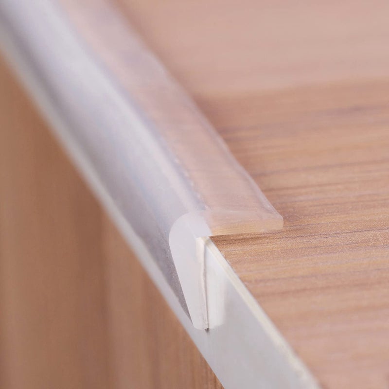 Edge Protector 100 Silicone Baby Proofing Thin Corners Clear Guards PreTape Adhesive Soft for Kids Safety Child Table Cabinets Furniture Bumper 25x25 in Thin Width 12 FT