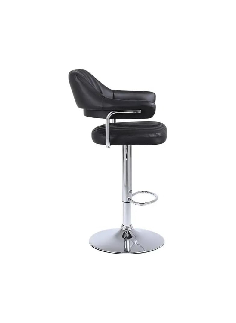 Ripple FURNITURE Modern Black Pu Leather Bar Stool Adjustable Bar Chair With Chromed Metal Base Swivel Bar Stoo  - Image 3